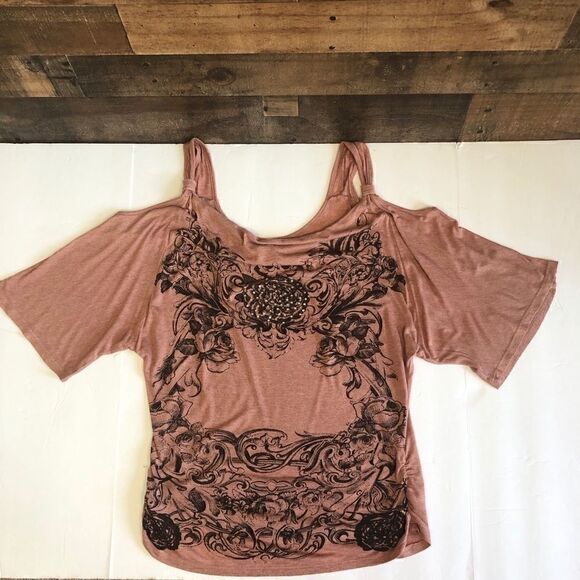 Robin K Top Cold Shoulder Rhinestone MED - Picture 9 of 12